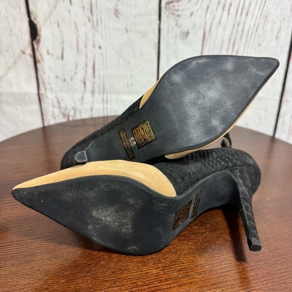 JEFFREY CAMPBELL DEAREST ankle wrap suede nude & black faux snakeskin Pumps 6.5 - Picture 11 of 14